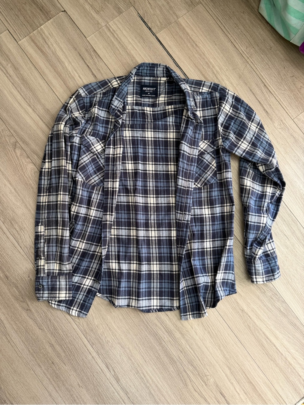 Architect Blue and White Plaid Casual Button-Down Shirt
